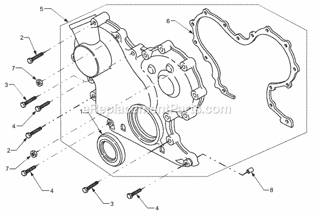 Crankcase Cover Diagram and Parts List for 5234DL 54AL544-710, 54BL544-710 Cub Cadet Lawn Tractor